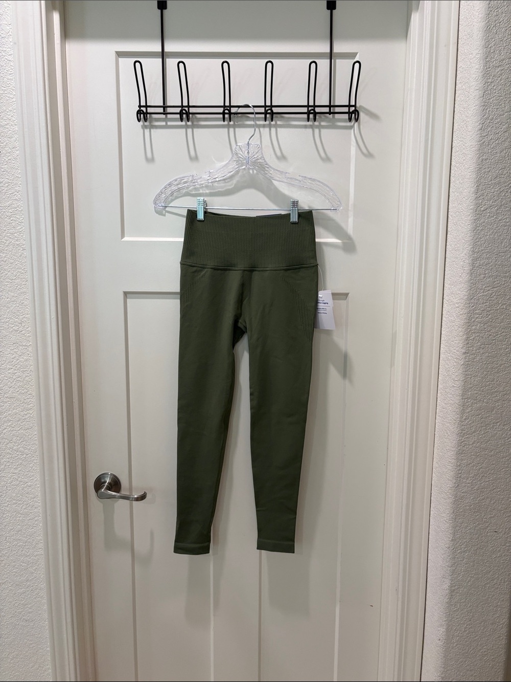 JoyLab Olive Green High-Rise Ribbed-Waist Leggings